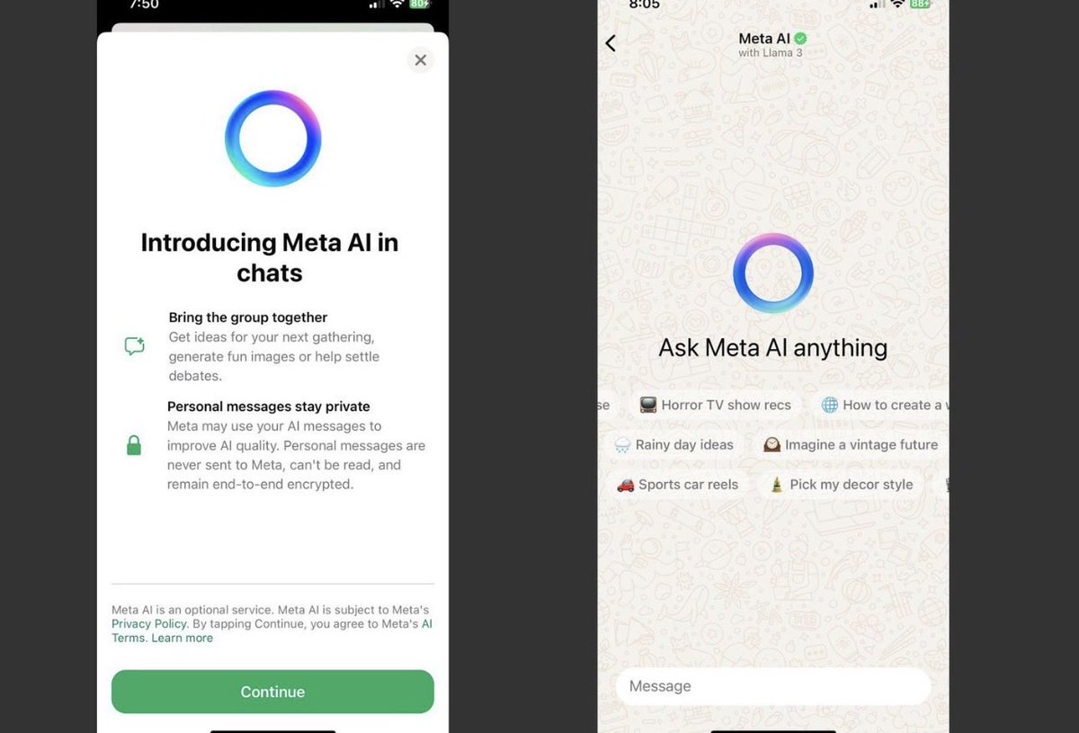 TechAI_Daily's tweet image. 🚨 Headline: WhatsApp bans general‑purpose AI chatbots from its Business API
• From Jan 15, 2026 WhatsApp will prohibit “AI Providers” offering large language model or assistant type services via its Business Solution.
• The move impacts major LLM players like OpenAI,…