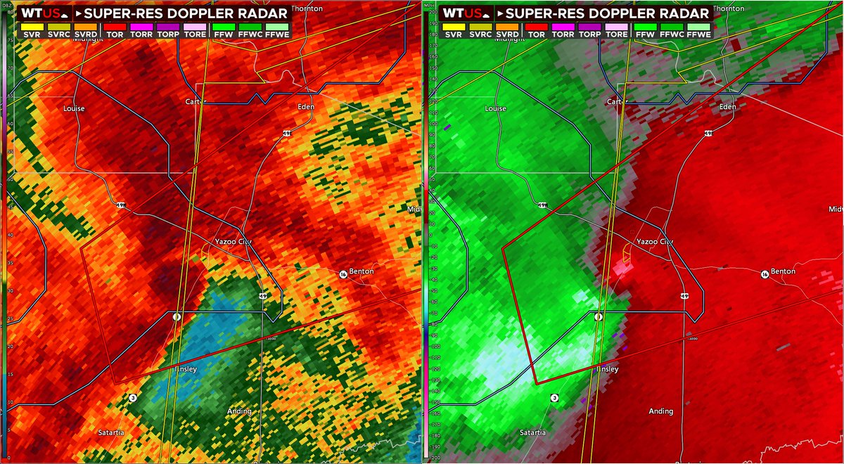 Broad circulation near Yazoo City, MS, but could still produce a tornado soon.

Take cover now!