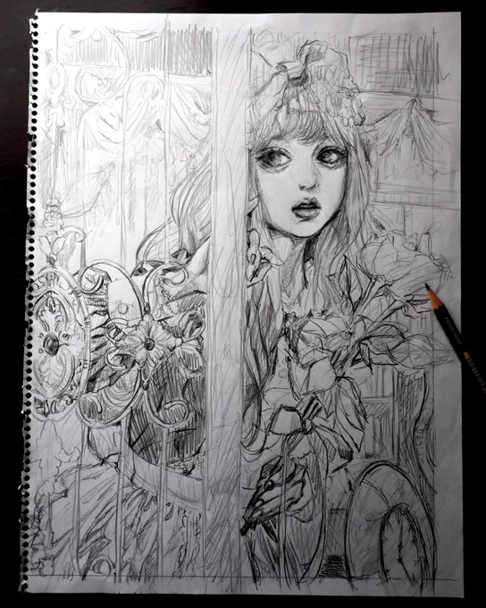 私の描く女の子ってほんと可愛いな〜
って言いながらいつも描いてる

上手く描けなくても
何度も描き直しながら
いつも声に出して沢山言う

絵を褒めるほど自惚れられないけど
絵の中の女の子は思う存分褒める

自信喪失しがちな私には
意外と大事なことな気がする

ラフ、あともうちょっと練ります 