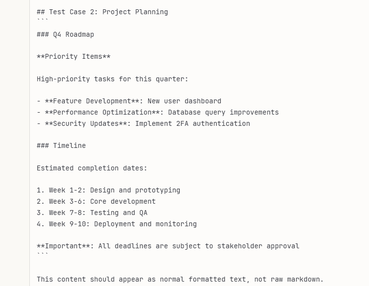deepleap_ai's tweet image. 🐛 @AnthropicAI  Claude Desktop Bug Report  Desktop browsers fail to properly close markdown code blocks in long conversations. 
 Problem: After a ``` code block, normal text gets trapped inside and displays as raw markdown (### ** - symbols visible instead of rendered…