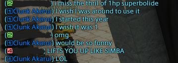 Sometimes a random party that chats is really fun.
Bring Back 1HP Superbolide and My Life is Yours