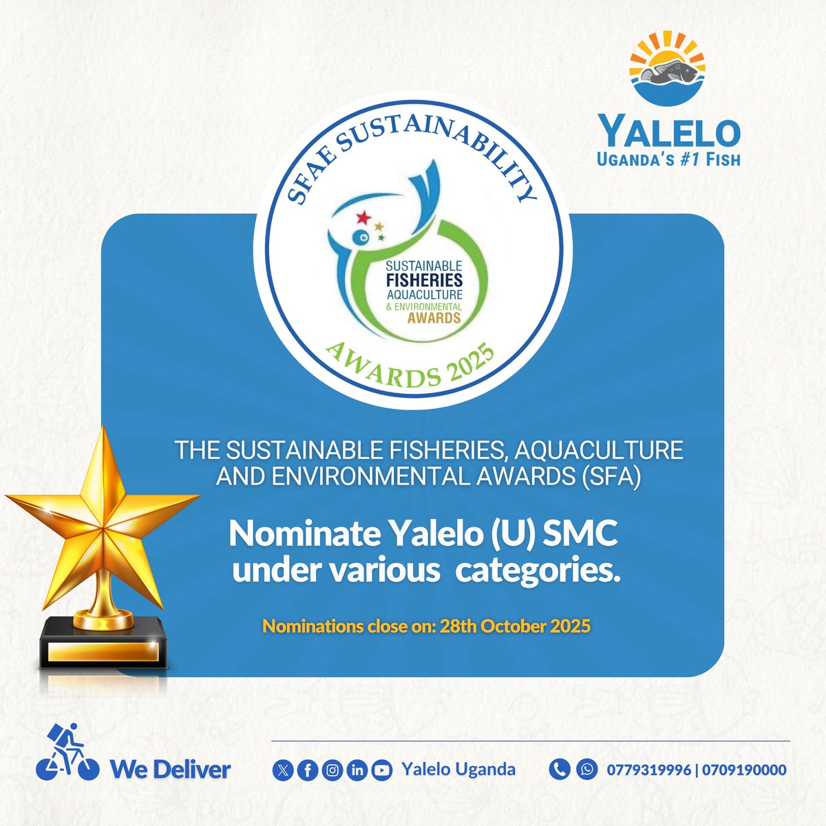 YaleloUganda's tweet image. We’re championing sustainability, innovation &amp;amp; excellence in aquaculture!
Nominate Yalelo Uganda under the various award categories today.
Click here  forms.gle/J67pER11FZtSRo…
Nominations close 28th Oct 2025.