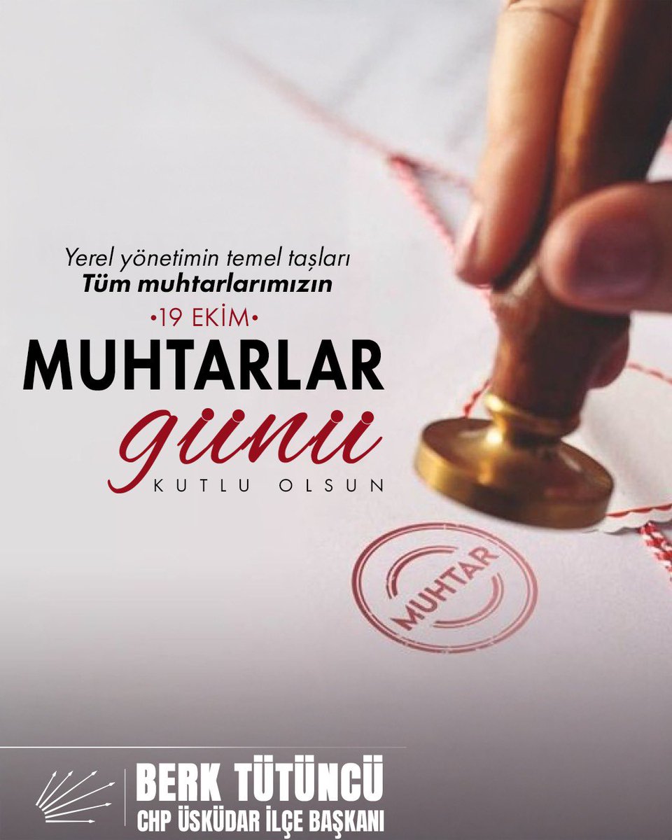 Demokrasimizin temel taşı olan tüm muhtarlarımızın Muhtarlar Günü’nü yürekten kutluyoruz.