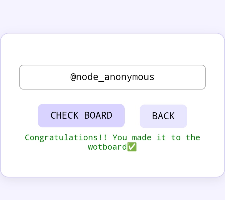 node_anonymous's tweet image. What do you need to get on the wotboard.
Keep making contents
And so I did .
Finally on the @wotcabal board
Let's do more