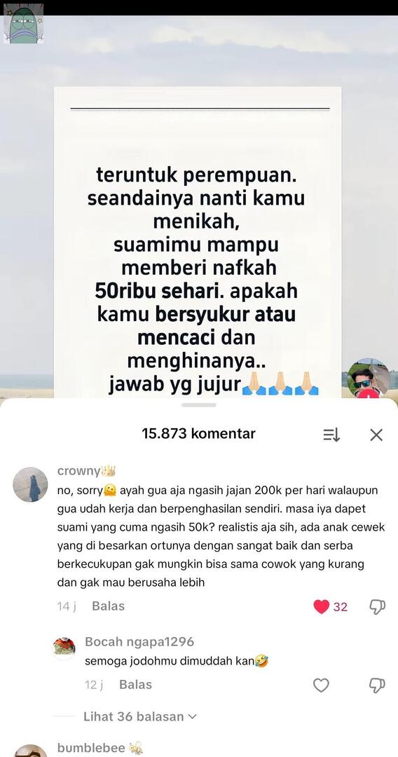 💚 ngakak bgt sm postingan ini😭 ada cewe yg jwb dgn alasan pribadi dia, tp banyak bgt yg ke trigger😭 pdhal kan itu kehidupan dia ya, ga bisa di paksa harus sama dgn orang yg ga relate itu wkwkwk