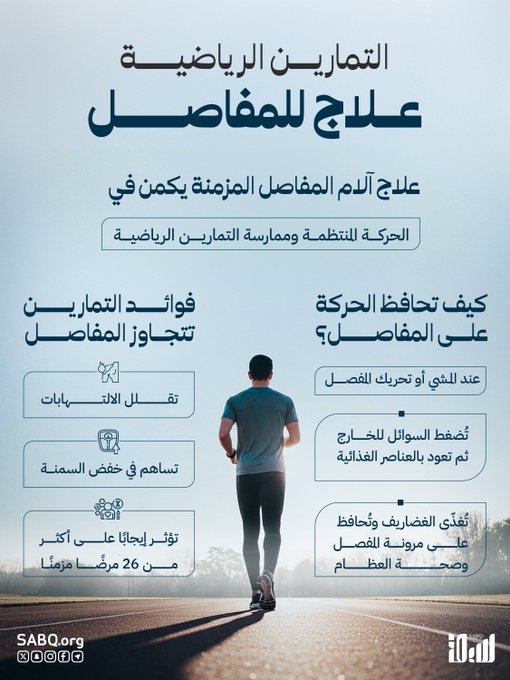 الحركة والتمارين الرياضية هما العلاج الحقيقي لآلام المفاصل 