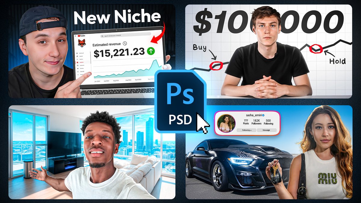 AyushmaanKartik's tweet image. Feels illegal giving these out for FREE 😮💨
I’m dropping my FREE Thumbnail PSD Pack (4+ PSD) 👇
To grab yours:
❤️ Like
💬 Comment “PSD”
🔁 Retweet
📬 I’ll send you the link once you’re done (must be following @ayushmaankartik) 🚀