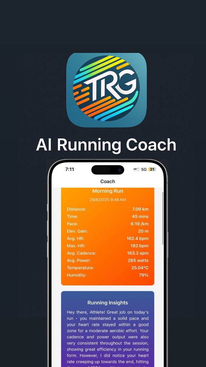 thecodemarathon's tweet image. Combining my love for running + tech, I built something to make your runs smarter, more fun, and personalized — introducing The Running Genie!
📱 Android: play.google.com/store/apps/det…
🍏 iOS: apps.apple.com/in/app/the-run…
Would love feedback from fellow runners to make it even better 🙌