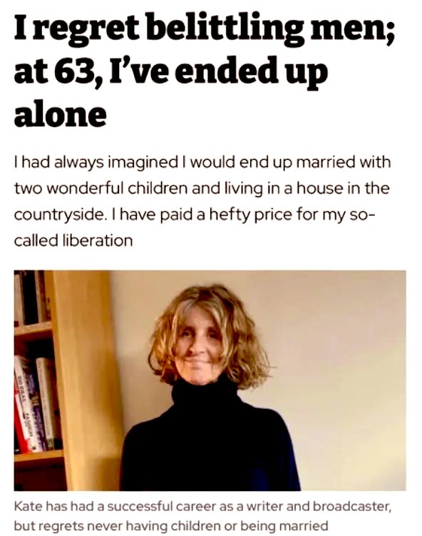 Typical feminist regret 😂
Women are biologically programmed to bear children, they can deny this reality as much as they want but they always end up regretting it in their life🫡