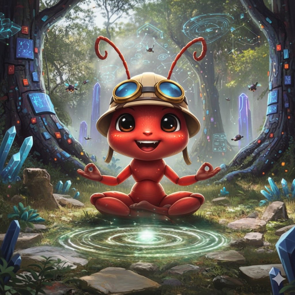 phocus__t's tweet photo. This image represents the #GAID (Global Account Identity) concept in a simple yet symbolic way.
The red ant at the center stands for an individual digital identity, self-sovereign, aware, and connected within the Arichain ecosystem. Sitting calmly in a meditative pose, it reflects the balance between privacy and connectivity, showing how GAID allows users to stay in control of their identity while interacting freely across networks.
The glowing circle beneath the ant symbolizes identity verification and activation, where each verified identity becomes part of a larger, trusted digital network. The glowing crystals and holographic patterns around it represent secure data nodes and communication channels, all working together to maintain transparency and trust.
The ant’s helmet and goggles show protection and security, highlighting GAID’s encrypted design that keeps user data safe from unauthorized access.
Altogether, the image captures the essence of GAID, a unified, intelligent identity system that connects individuals across the decentralized world while preserving their autonomy and privacy.
GAID= Web3 Passport, powered by @Arichain_
@Ari_Michelle9 @haeriweb3 @athar_ari @NFThinks @Mrjepec @CFauziansyah