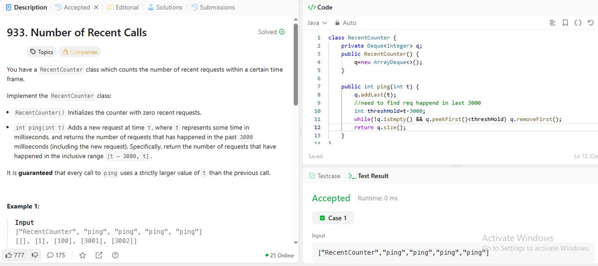 Murugan_S7's tweet image. Started today problem solving with 
933. Number of Recent Calls
#learnDSA #learnInPublic