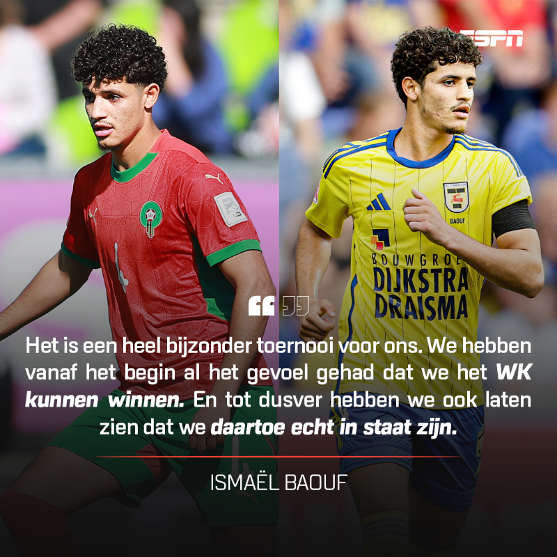 ESPNnl's tweet photo. Cambuur-verdediger Ismaël Baouf plots in finale jeugd-WK 🏆