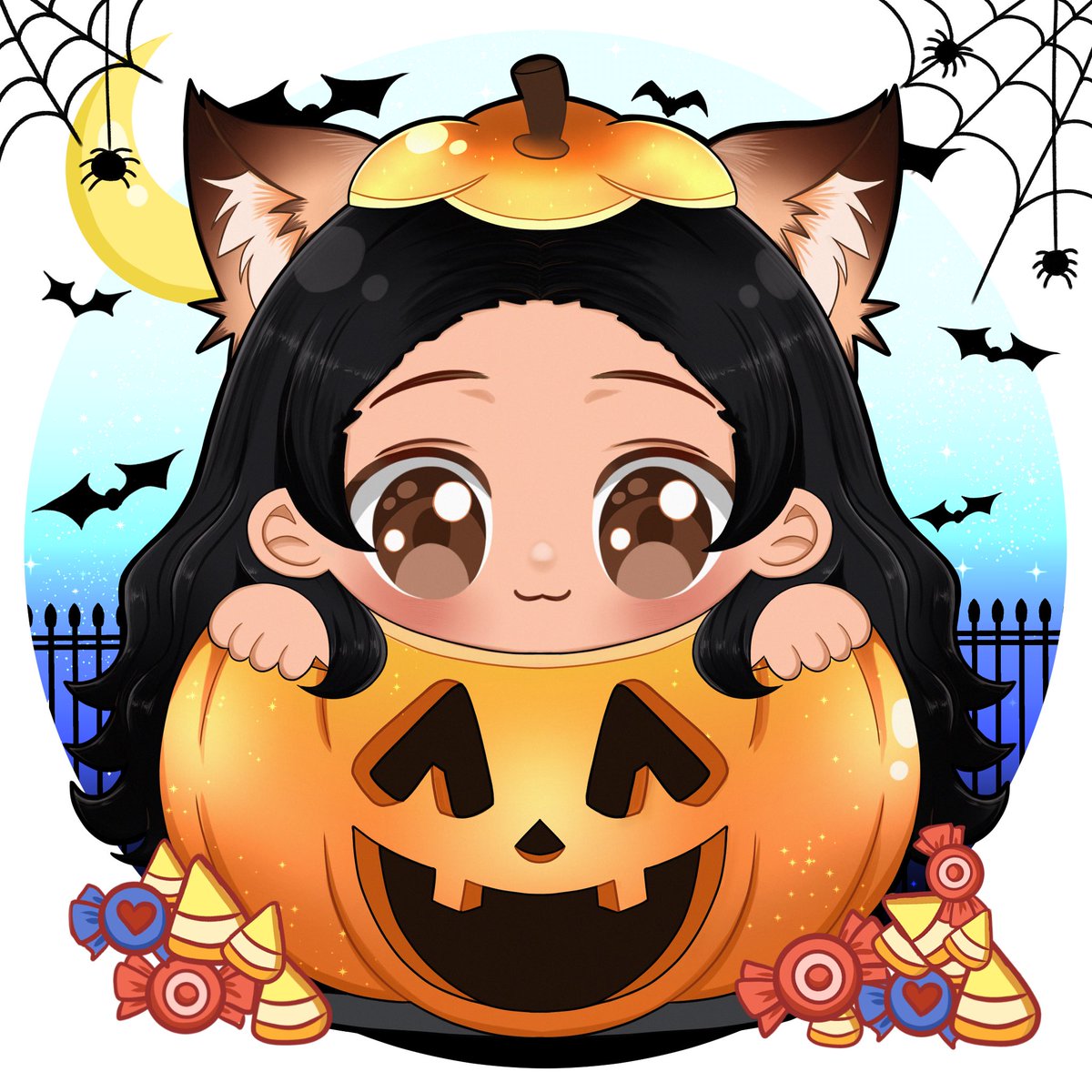 Halloween YCH #1 i did recently. Really love how it turned out. 
#halloweenart #vtuber