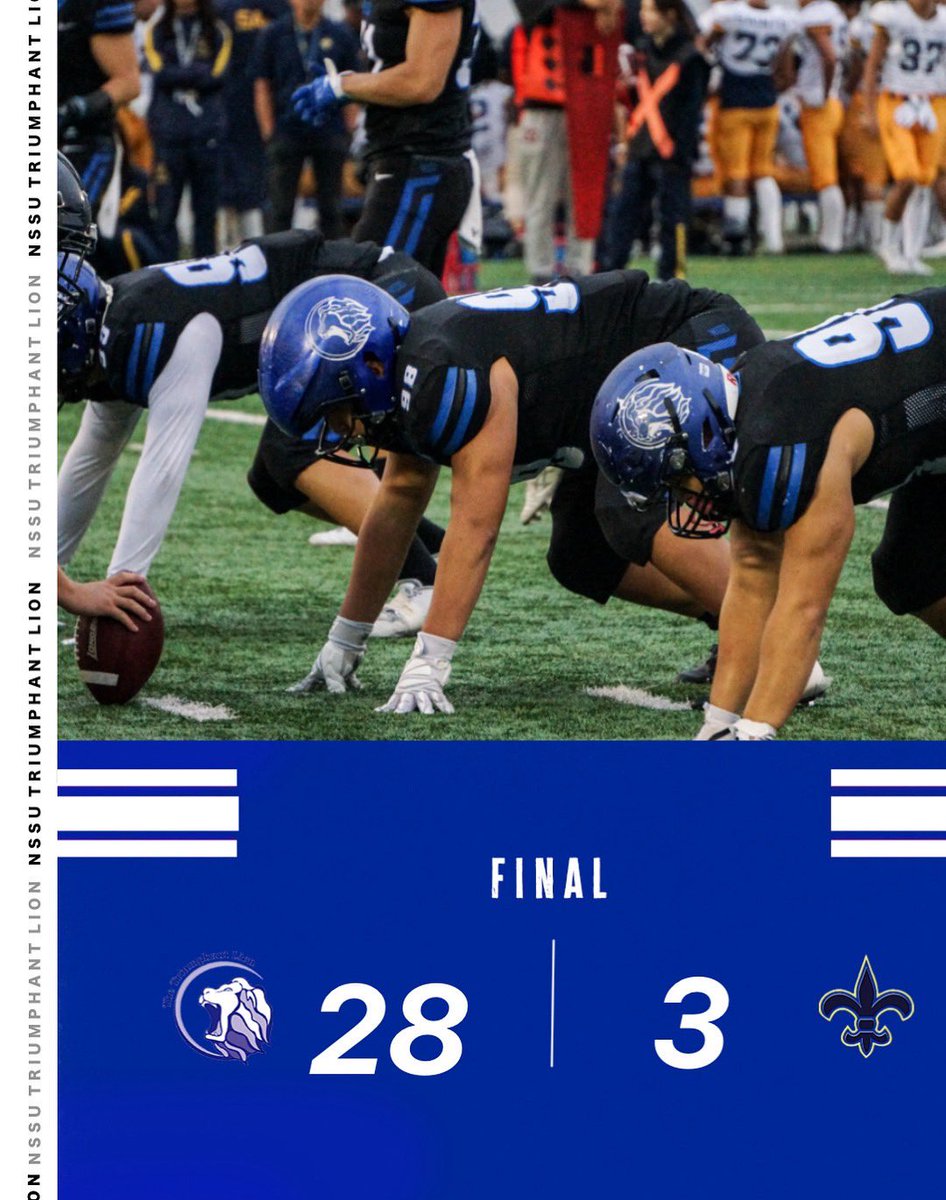 Triumphant_Lion's tweet photo. 【試合結果】
後半
日本体育大学 28-3 明治学院大学

-Next Game-
🆚:青山学院大学（LIGHTNING）
📅:11月2日（日）Kick off 11:00
📍:AMINOVITALFIELD

#日本体育大学 #日体大
#アメリカンフットボール
#nssu #triumphantlion #kcfa 
#americanfootball https://t.co/gSg4WI4gLY