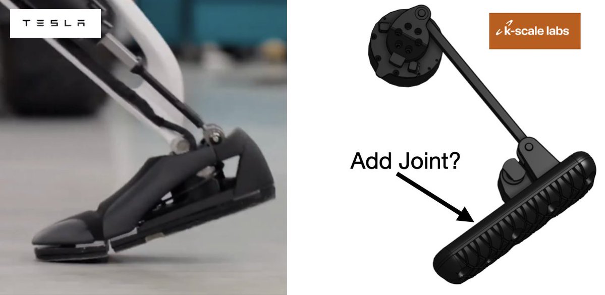 observie's tweet image. I'm tempted to add an articulated toe-box to the wonderful K-Bot from @kscalelabs (which amazingly opens up its designs for everyone to learn from, wow).
If you follow @GoingBallistic5, you probably already know this adds a non-slip contact area, in angled foot positions, that…