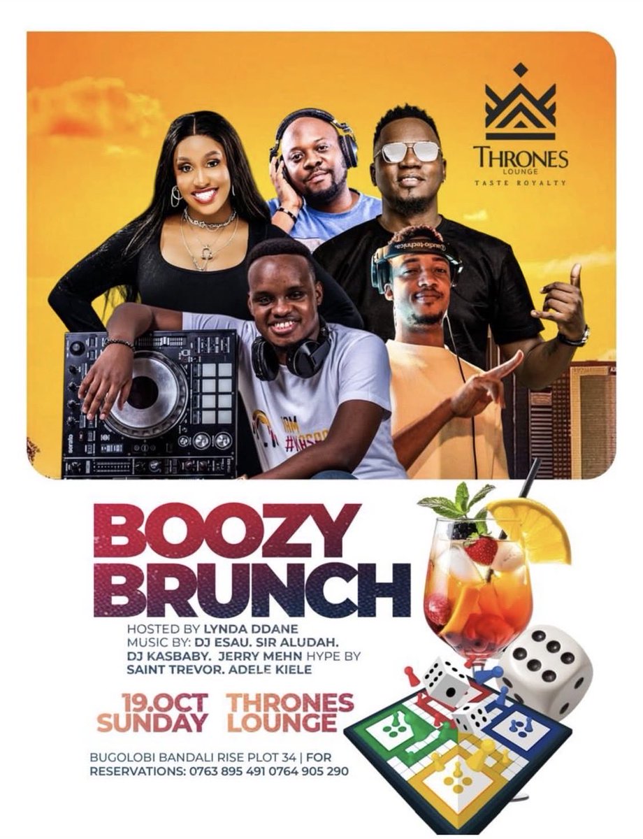 Mushrm (@mushroominc) on Twitter photo Get ready for Boozy Brunch today at <a href="/throneskampala/">throneskampala</a>! Hosted by the fabulous <a href="/lynda_ddane/">Lynda Ddane</a>, with epic spins from <a href="/DjAludah/">Sir. Aludah 👑</a>, <a href="/djKasBaby/">Kas 😎</a>, <a href="/Jerrymehn/">It’s Jerry Mehn</a>, and <a href="/Esau590/">Esau</a> on the decks. <a href="/ItsAdele22/">Adele_kiele🇹🇿🇺🇬</a> & <a href="/saint_trevor_/">ariho_collins_trevor</a> are turning up the energy—don’t miss out! Get ready for Boozy Brunch today at <a href="/throneskampala/">throneskampala</a>! Hosted by the fabulous <a href="/lynda_ddane/">Lynda Ddane</a>, with epic spins from <a href="/DjAludah/">Sir. Aludah 👑</a>, <a href="/djKasBaby/">Kas 😎</a>, <a href="/Jerrymehn/">It’s Jerry Mehn</a>, and <a href="/Esau590/">Esau</a> on the decks. <a href="/ItsAdele22/">Adele_kiele🇹🇿🇺🇬</a> & <a href="/saint_trevor_/">ariho_collins_trevor</a> are turning up the energy—don’t miss out!