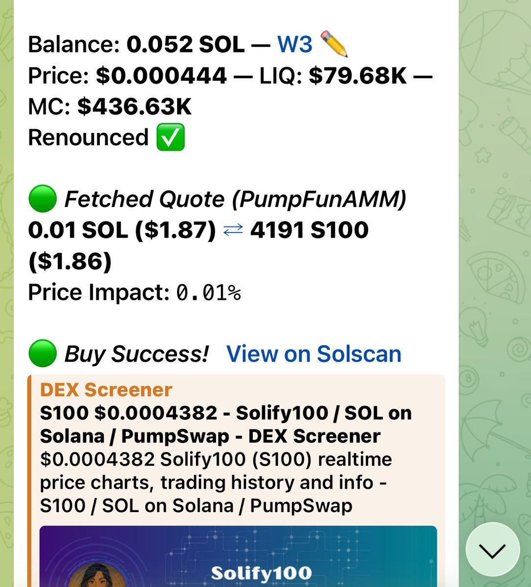Grip_sol's tweet photo. Day 1 of buying 2$ worth of @Solify100
โ๏ธ https://t.co/ixqmAiWzmO