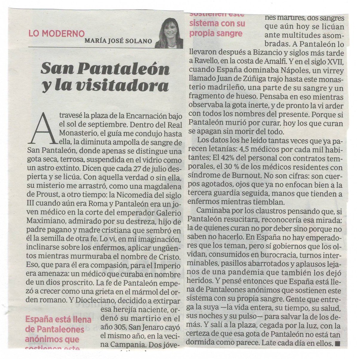 Lectura irrenunciable: María José Solano ofrece una reflexión serena y, a la vez, desgarradora sobre los sacrificios en sistemas que abandonan a quienes cuidan y devoran a quienes curan.
Me quito el sombrero, <a href="/mjsolanofranco/">Mjsolanofranco</a>