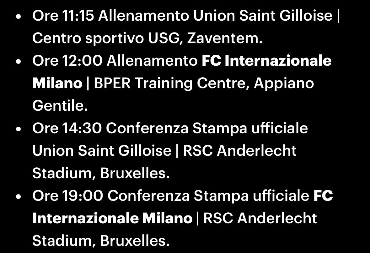 Le attività della vigilia di Union Saint Gilloise-Inter

#IMInter #Inter #ChampionsLeague
