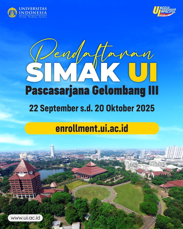 SIMAK_UI's tweet image. 1 hari lagi! Pendaftaran SIMAK UI Pascasarjana (Profesi, Spesialis, S2, S3) akan segera berakhir. Daftarkan dirimu di enrollment.ui.ac.id 🎓 

Jangan tunda lagi, segera selesaikan proses pendaftaran dan pembayaran Anda! 

Pendaftaran: 22 September-20 Oktober Ujian CBT: 2 Nov