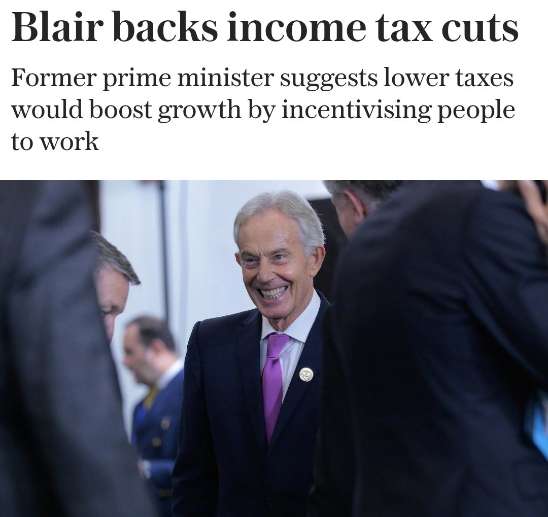 Mel Stride (@meljstride) on Twitter photo It’s telling that even Tony Blair admits what <a href="/Conservatives/">Conservatives</a> have long understood: that punitive tax rates don’t raise revenue - they repel it.
While Blair recognises the dangers of overtaxing success, Rachel Reeves ploughs on with the highest tax burden in 70 years - with more It’s telling that even Tony Blair admits what <a href="/Conservatives/">Conservatives</a> have long understood: that punitive tax rates don’t raise revenue - they repel it.
While Blair recognises the dangers of overtaxing success, Rachel Reeves ploughs on with the highest tax burden in 70 years - with more