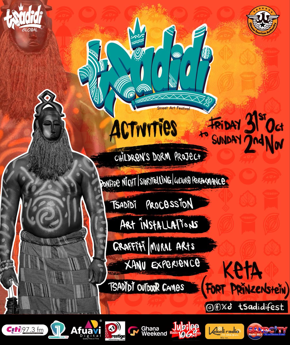 glennsamm's tweet photo. Join us in Keta for @tsadidifest Tsadidi Street Art Festival from the 31st October to 2nd November. 

Let's celebrate creativity together and be part of this unforgettable experience

#tsadidi #tsadidifest https://t.co/d1qR0w9xr4