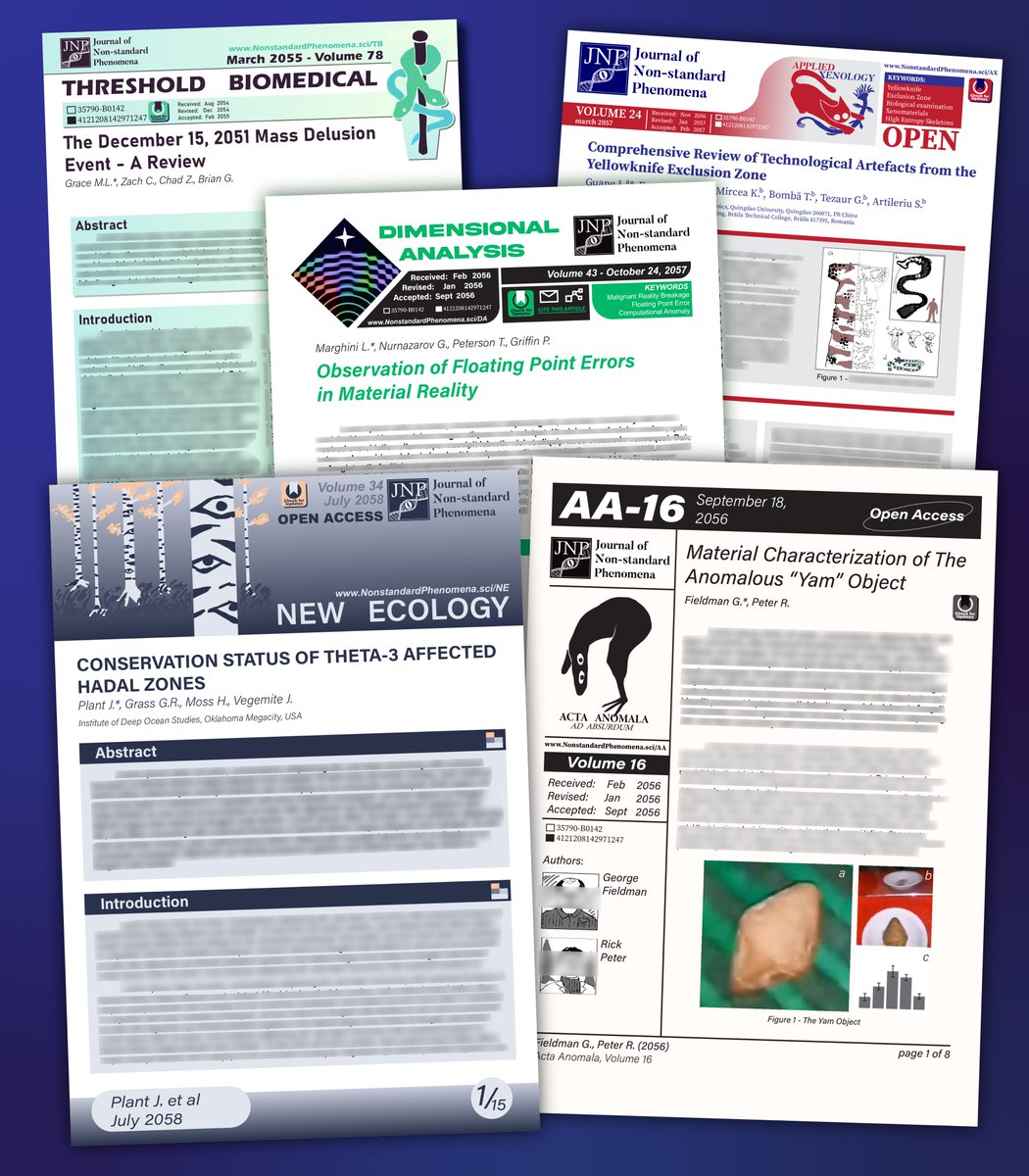 Had this idea for a project and setting about scientific research of spooky/weird/unreal stuff, where the storytelling would be done through fictional publications. Something like "What if black mesa was publishing peer-reviewed papers?"