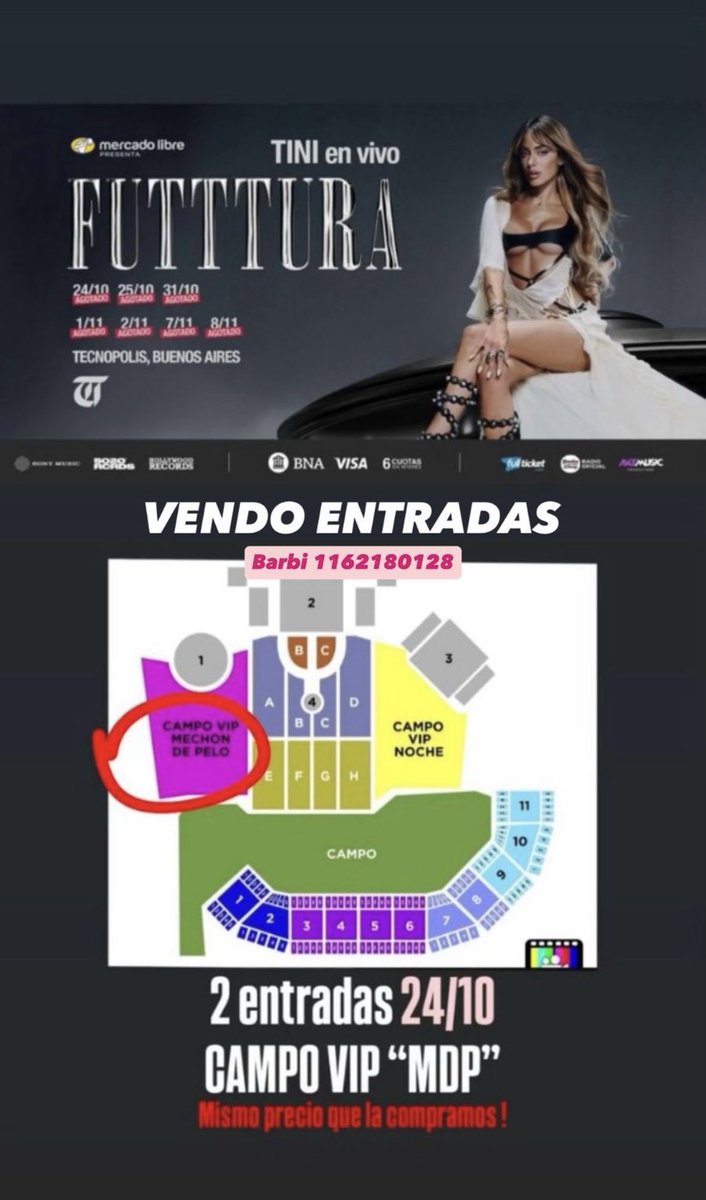 barbiarza's tweet photo. @iramarstoessel VENDO ENTRADAS ‼️🔔 24/10

Tengo dos pero pueden venderse por separado. NO voy por temas laborales.

2 - CAMPO VIP MECHÓN DE PELO
MISMO PRECIO QUE SE COMPRÓ https://t.co/hBjI1NXkcq