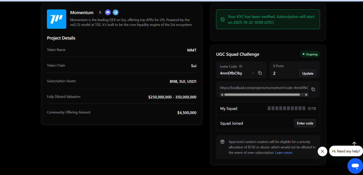 - Create Quality Content 
- Produce threads 
- simple posts, videos, or articles about Momentum’s mission and products. MUST TAG: <a href="/MMTFinance/">MomentumⓂ️Ⓜ️T</a> and <a href="/buidlpad/">Buidlpad</a> in all your posts.

- Add "Ⓜ️Ⓜ️T" to your X (Twitter) profile name.

- Submit all your content by October 22nd, 10 AM UTC