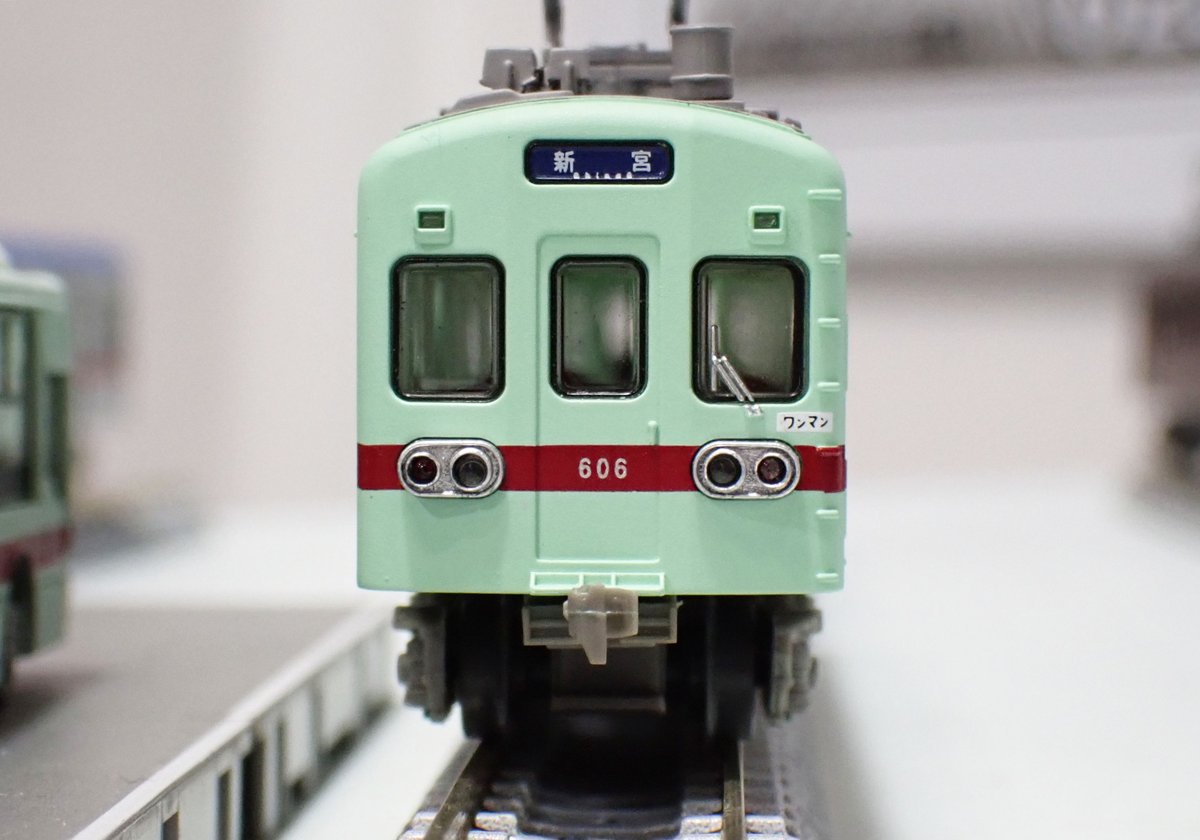 mokeitetsu_com's tweet photo. 【鉄コレ】全日本模型ホビーショー 試作品 56

■(N) 鉄道コレクション 西日本鉄道600形（アイスグリーン復刻塗装）
ー2026年3月発売
ー製品情報はこちら→（https://t.co/qotkunlEKH）

・引退が迫る600形を製品化

#全日本模型ホビーショー　#鉄コレ　#鉄道コレクション