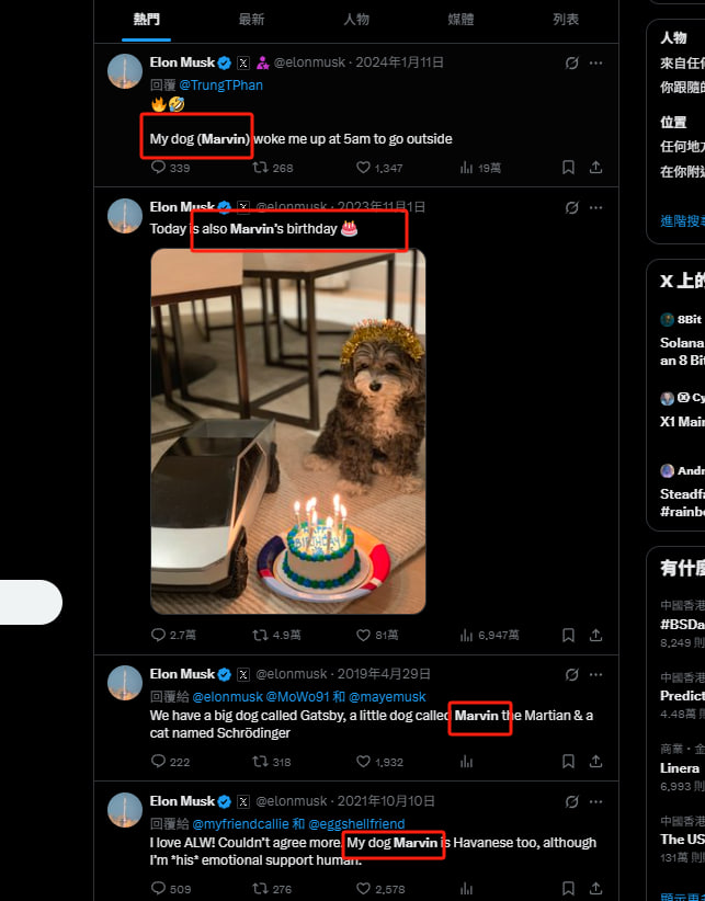 0xPenguinx's tweet photo. $MARVIN
0xe64b56253169e4da6845d281aebef6eb21464444

1. 今天的最大的叙事是musk互动币安相关，这是musk第一次直接互动币安相关叙事，同名scamcoin 3m
2. Marvin是musk最喜欢提的狗，之前同名ip在eth跑出来过
3.  bsc所有的musk相关都是这个强庄开的。巨硬, MACROHARD 做到10m，黄金之心做到1m，现在Marvin才不到100k
