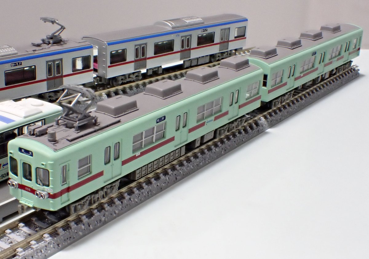 mokeitetsu_com's tweet photo. 【鉄コレ】全日本模型ホビーショー 試作品 56

■(N) 鉄道コレクション 西日本鉄道600形（アイスグリーン復刻塗装）
ー2026年3月発売
ー製品情報はこちら→（https://t.co/qotkunlEKH）

・引退が迫る600形を製品化

#全日本模型ホビーショー　#鉄コレ　#鉄道コレクション