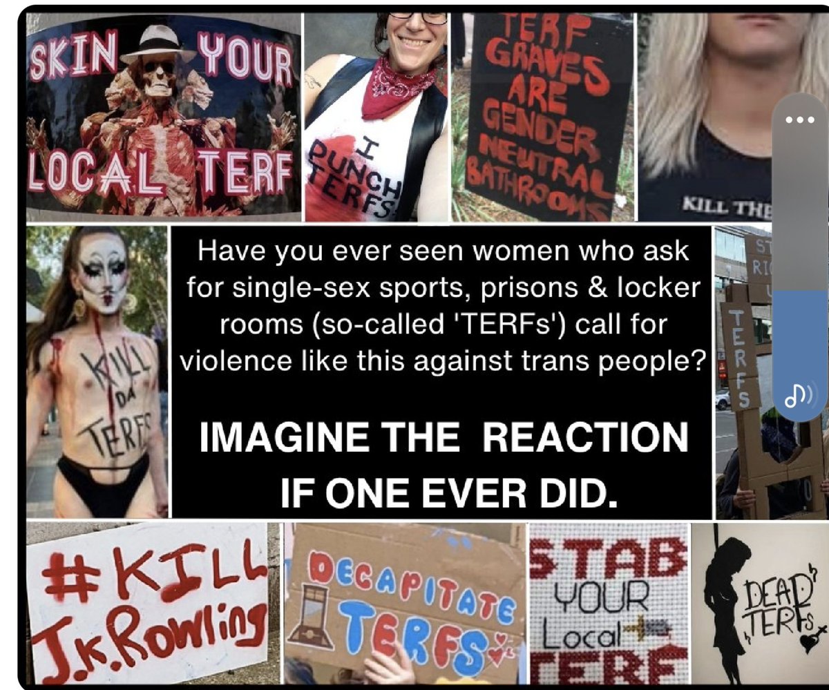 <a href="/Gelandin1/">gelandin</a> <a href="/salltweets/">Sall Grover</a> Terfs are 100% likely to be threatened with rape and death by trans activists Why? Becsuse the activists are violent MALEs
Terfs havd NEVER threatened to rape or murder trsns people as that is an abhorent thing to do. And why haven't terfs made this threat? Because they're FEMALE