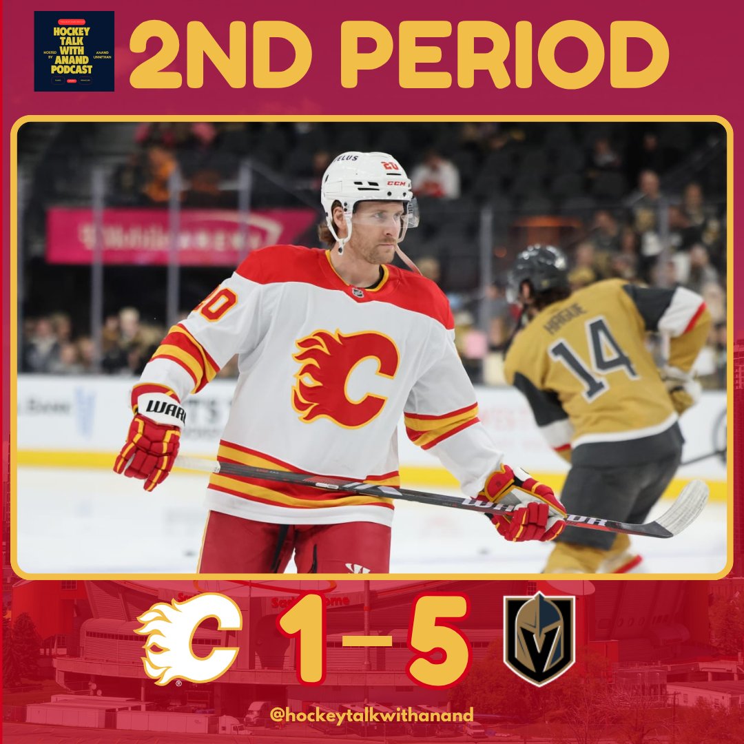 5-1 at the end of 40. 

Vegas Goals (2nd period)
> - Barsbashev (A: Lauzon and Korczak) 
> - Marner (A: Eichel and Stone) 

Flames Goals
> - Not Available 

#Flames #VegasBorn #NHL #hockey