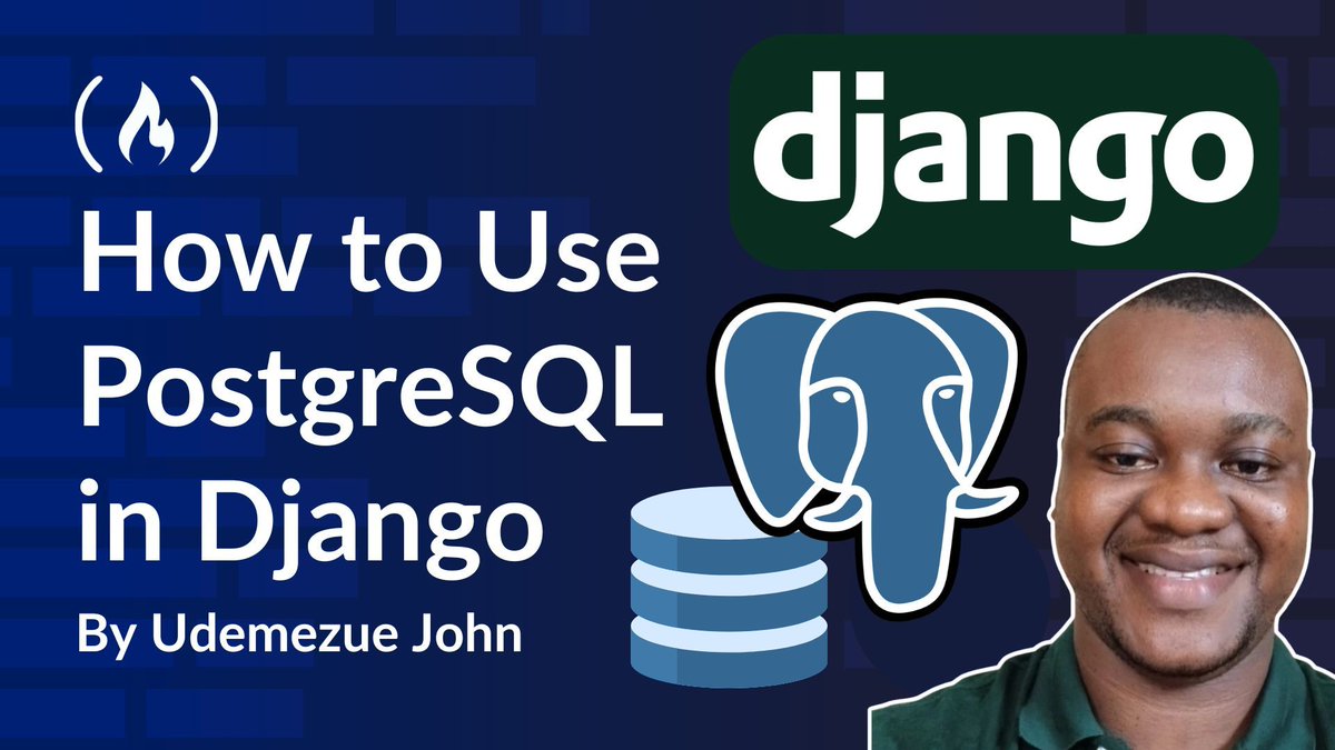 freeCodeCamp's tweet image. When you're building Django projects, you'll often need to connect a database.
And in this guide, @_udemezue walks you through how to use PostgreSQL in Django.
He explains why it's a good fit, helps you install everything & create your DB, shows you how to run migrations, and…