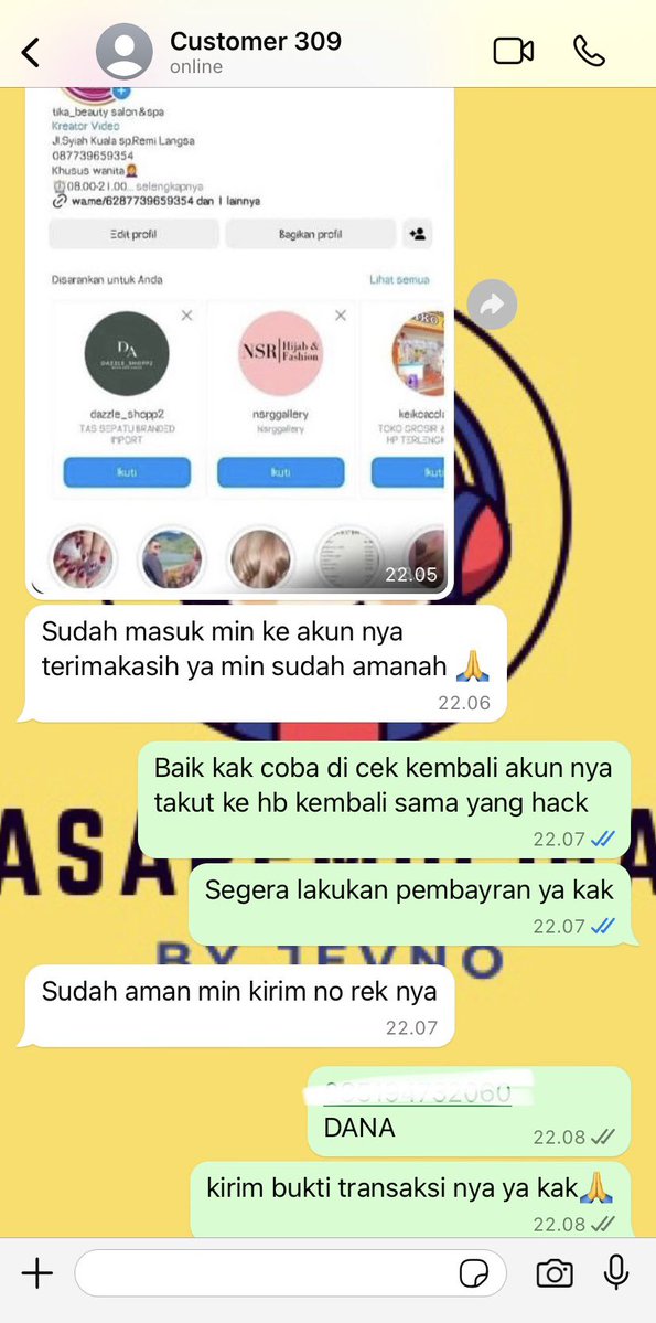 qjevno's tweet image. HALLO❗
BAGI YANG ADA KENDALA BERKABAR YA
✨JASA HAPUS AKUN
✨PULIHKAN BALIKIN AKUN LUPA PASWORD/KE HACK
✨JASA LACAK LOKASI
✨SADAP WA
✨LACAK HP HILANG BY NO HP/IMEI
✨JASA HACK/PEMULIHAN AKUN (EMAIL,IG,WA,TWITER/X, FB,TIKTOK)
📞wa.me/6288271670452