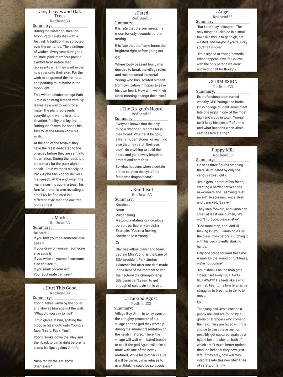 redhead33_'s tweet image. ten fics to get to know me as a writer! (Stolen from @vampyknj)
archiveofourown.org/users/Redhead3…