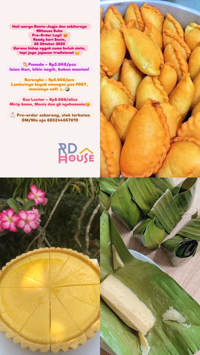 RizkiDanarty's tweet photo. #openorder #indonesia #like #homemade #lfl #openpo #cemilan #preorder  #snack #kue #art #kuliner #kadounik #joggja #reseller  #bajuanak #dress #halal #likeforlike #jajanjogja #opendropship #gamis #snackbox #kulinerjogja #onlineshop #madebyorder https://t.co/L5fFGqGzcI