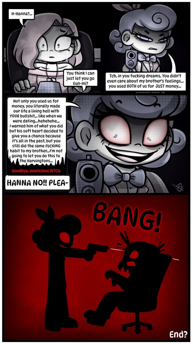 RESCUE ENDING (Final)

Sayonara Eun-mi

The final page is done! What do you think of this comic? 😊 

#HumanExpenditureProgram #BloodMoneyOC #bloodmoneygame #bloodmoneyfanart