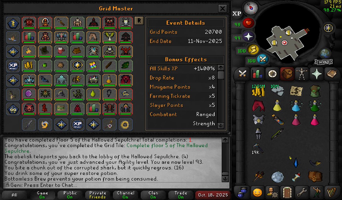 GeniOSRS's tweet photo. Grid master completed. Had a lot of fun with this! https://t.co/TS1Qe5Rq9Y