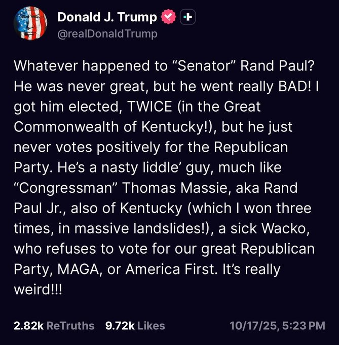 I have no relationship with <a href="/RandPaul/">Rand Paul</a> - just so you know I am not just blindly doing the family thing. 
But <a href="/RepThomasMassie/">Thomas Massie</a> is on our board. I know him well.
I will say this: If you care at all about our wonderful country you will do whatever you can to support these two