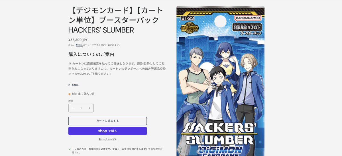 ユニオンアリーナ 販売情報 HACKERS' SLUMBER【BT-23】 未開封カートン