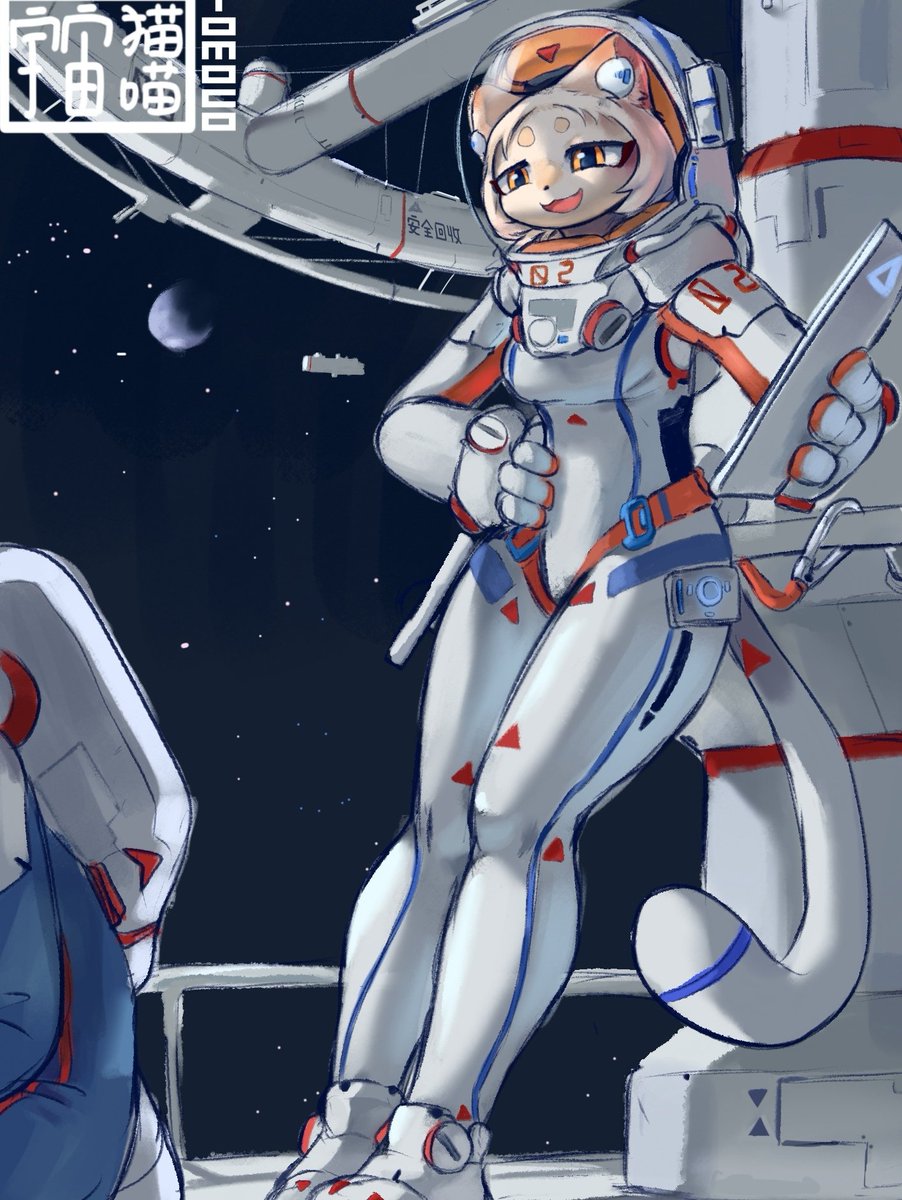 TomocoJiaosho's tweet photo. 猫猫和兔兔的太空漫游！又摸一张新的图～ #OC #ケモノ ＃福瑞  #Kemono https://t.co/6w7CY5WF6n