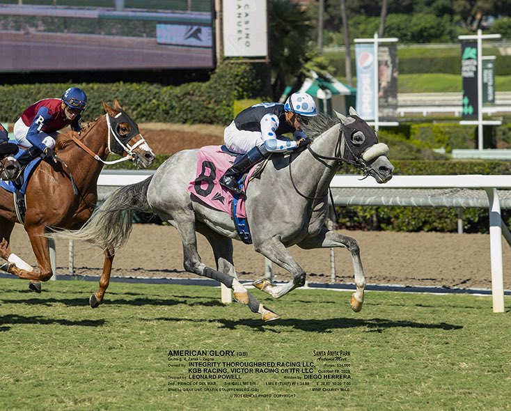 American Glory scores a decisive allowance win <a href="/santaanitapark/">Santa Anita Park</a> , under <a href="/JockeyHerrera/">Diego Herrera</a> . Purchased <a href="/Tattersalls1766/">Tattersalls</a> from <a href="/kevinphilippart/">Kevin Philippart</a> , this son of <a href="/AgaKhanStuds/">Aga Khan Studs</a> Zarak showed a great turn of foot. Congrats partners Victor Racing, ITRacing, <a href="/KGBRACING/">SCOTT</a> and <a href="/lindabarrett222/">LindaBarrett</a> !