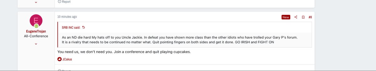 FlyforaWeitzguy's tweet image. Since USC joined the BIG, USC is 7-6 against their conference with one win over ranked teams.  In that same time Notre Dame is 6-1 against the BIG, with 3 ranked wins.