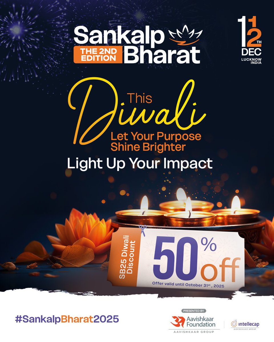 This Diwali, light up your impact journey

Sankalp Bharat Summit 2025 | 50% OFF

→ Pitch to investors
→ Win Awards
→ Network with impact leaders
→ Close partnerships 
→LIVE Dealrooms

Offer closes 31st October, 11:59 PM IST
Join Us- bit.ly/47eZHJc

#HappyDiwali2025