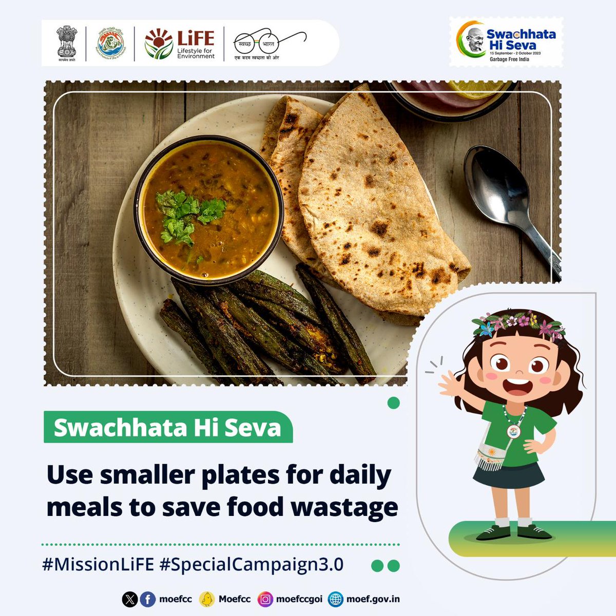 NWRailways's tweet image. Use smaller plates for daily meals to save food wastage
#ChooseLiFE #MissionLiFE #SpecialCampaign3.0 @moefcc