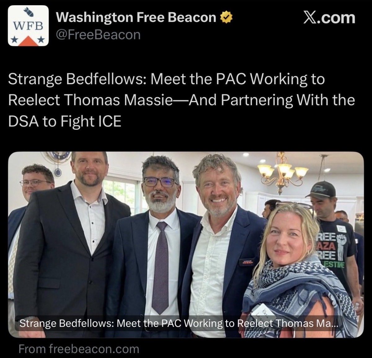 Great news guys, Massie hasn’t taken a dime from AIPAC. 

Instead, he’s going to take money from the Democratic Socialists of America finance his republican primary campaign. 

They may be communists, but at least they’re not Jews.