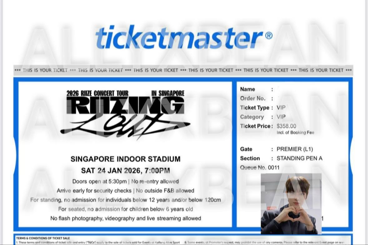 royaltywoos's tweet photo. wts riizing loud singapore vip tickets 

• vip standing pen A x2 
• selling as a pair only 
• qn < 170 (side by side numbers) 
• pdf ticket 
• SGD 450

dm if interested ⭐️
#RIIZINGLOUDinsingapore https://t.co/g8KhELMZbb
