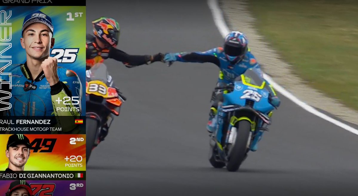 It's always good to see a fresh winner.
And if I remember right, it is the first time that the Aprilia satellite team won the premier category in MotoGP. It means a lot. Congrats!!